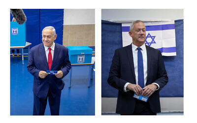 Israel’s Prime Minister Benjamin Netanyahu casts his vote during Israel's parliamentary election in Jerusalem April 9, 2019. Photo by: Emil Salman-JINIPIX