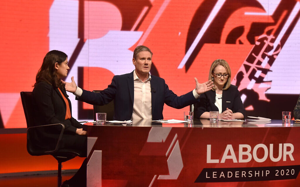 Labour leadership candidates (left to right) Lisa Nandy, Sir Kier Starmer and Rebecca Long-Bailey in Newsnight Labour leadership hustings in early February. (Photo credit: Jeff Overs/BBC/PA Wire)