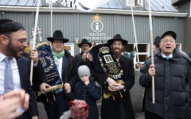 Iceland's Jewish community celebrates a new Torah scroll (Credit: Chabad. Photographer: Gabriel Rutenberg)