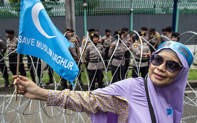 Thousands of Muslims held a rally in front of the China Embassy-Jakarta in Indonesia last year, protesting the treatment of Uyghurs. (Credit Image: © Donal Husni/ZUMA Wire)