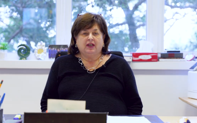Rachel Friedmann in video message to parents (Credit: Carmel School Association)