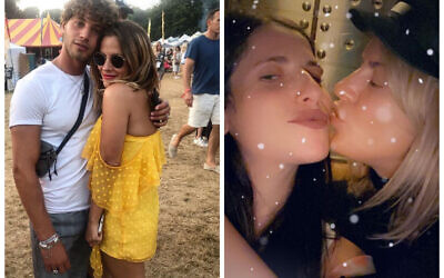 Caroline Flack with Eyal Booker on the left and with her friend Mollie Grosberg on the right