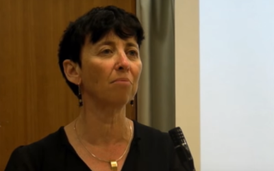 Prof. Vered Noam of Tel Aviv University, the 2020 laureate of the Israel Prize in Talmud studies, the first woman to receive the prestigious award (YouTube screenshot via Times of Israel)