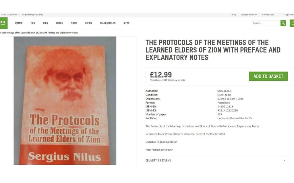 Oxfam has pulled from its platform two editions of an antisemitic tract