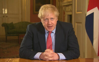 Screen grab of Prime Minister Boris Johnson addressing the nation from 10 Downing Street, London, as he placed the UK on lockdown as the Government seeks to stop the spread of coronavirus (COVID-19). Photo credit: PA Video/PA Wire