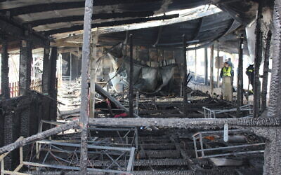 Scene of devastation following the blaze at 
The International School of Peace (Credit: ISOP/Roni Huss)