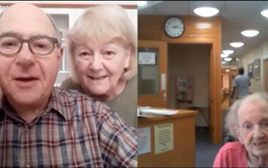 Screenshot from Jewish Care video, showing Mike chatting with his Mum, Anne, 99, on Mother's Day
