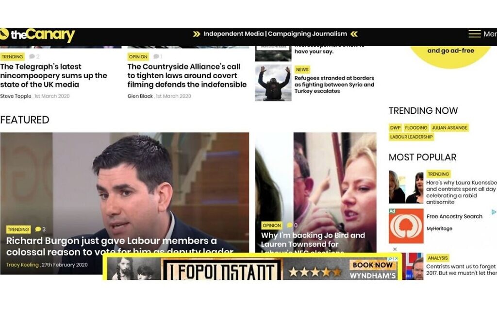Screenshot of advert promoting Leopoldstadt on the Canary (Credit: Stop Funding Fake News)