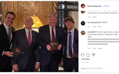 Screenshot from Instagram of the Brazil president's aide, meeting with Trump and Pence
