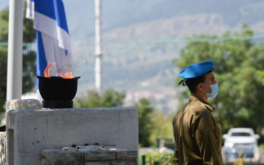 Israeli soldiers at Mount Qiryat Shemona Cemetery as Israel marked Memorial Day for the fallen soldiers and victims of terror in April. Photo by: Ayal Margolin-JINIPIX