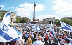British and Israeli flags waved in Trafalgar Square British and Israeli flags waved in Trafalgar Square