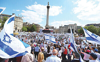 British and Israeli flags waved in Trafalgar Square