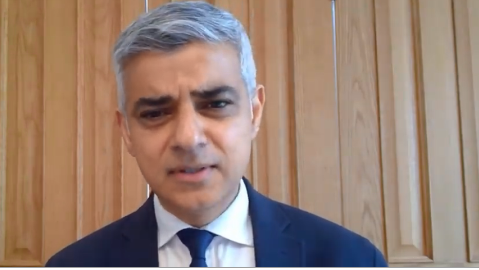 Sadiq Khan delivering a pre-recorded Yom HaShoah video message