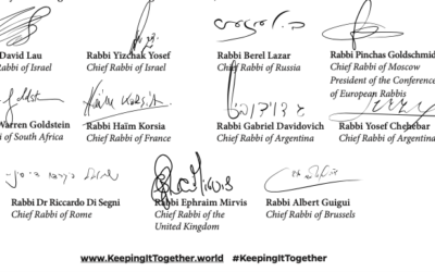 11 chief rabbis' signatures, urging kindness on the shabbat before Pesach