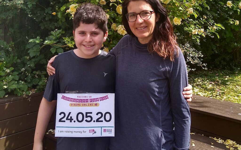 Twelve-year-old Harry Darsa may hate running, but he ran a distance of 5km for the Maccabi GB Community Fun Run @ Home Online to support his mum, Jewish Blind & Disabled CEO Lisa Wimborne.