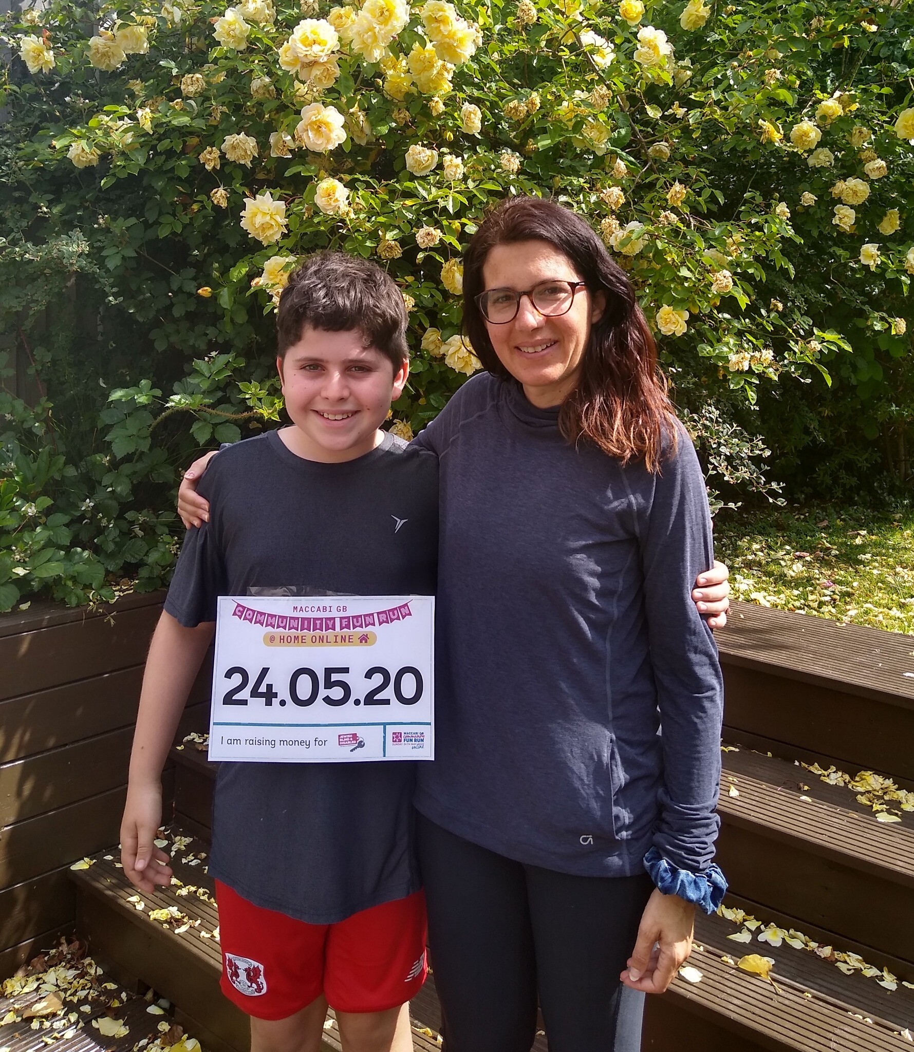 Twelve-year-old Harry Darsa may hate running, but he ran a distance of 5km for the Maccabi GB Community Fun Run @ Home Online to support his mum, Jewish Blind & Disabled CEO Lisa Wimborne.