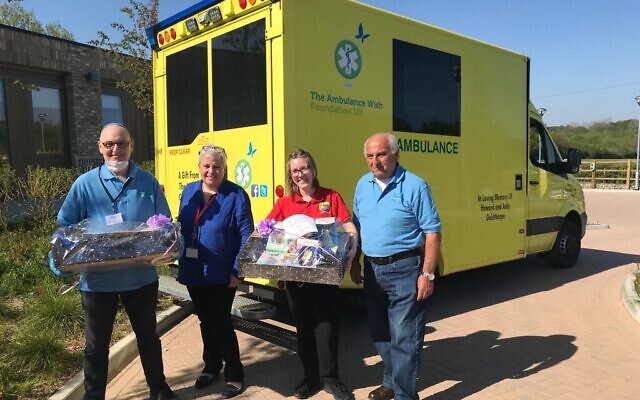 Volunteers delivering food with the ambulance
