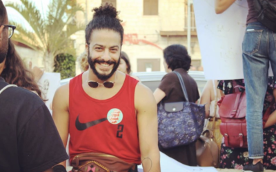Ayman Safiah at Haifa's Pride Parade in 2019. (Ayman Safiah/ Screenshot from Instagram via JTA)