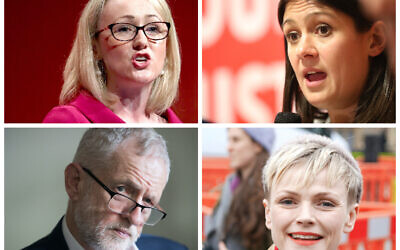 Rebecca Long-Bailey, Lisa Nandy, Jeremy Corbyn and Maxine Peake (Jewish News)