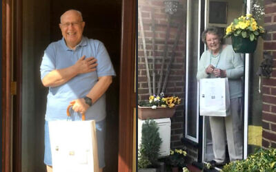 Egypt-born Dr Hussein ‘Joe’ Youssef and former teacher Eileen, aged 90, with their chicken soup food packages under lockdown