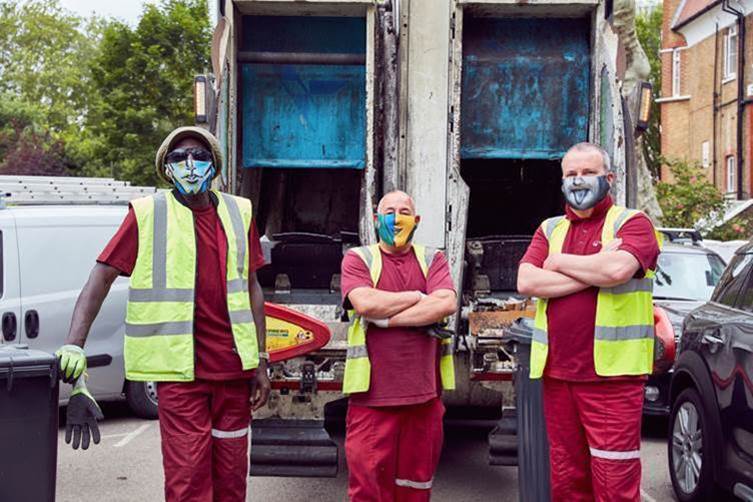 Refuse collectors wear Einstein, Picasso and Matisse