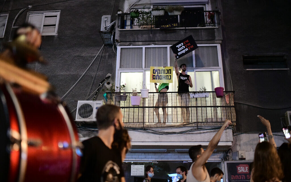 Israelis block a main junction in the city as they protest against the government's response to the financial fallout of the coronavirus disease (COVID- 19) crisis in Tel Aviv, Israel July 11, 2020. Photo by: Tomer Neuberg-JINIPIX