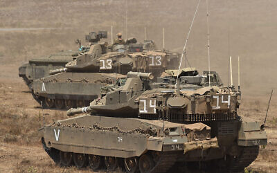 An Israeli army Merkava tanks seen in the Israeli-annexed Golan Heights on June 24, 2020.  on July 27, 2020. According to an Israeli army spokesperson, Israeli troops thwarted an infiltration attempt by a Hezbollah squad in the Mount Dov area. No injuries to the troops were reported. Photo by: Gil Eliyahu-JINIPIX
