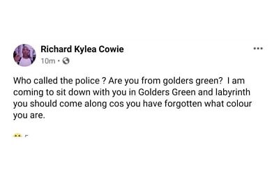 Wiley's post saying he'll come to Golders Green