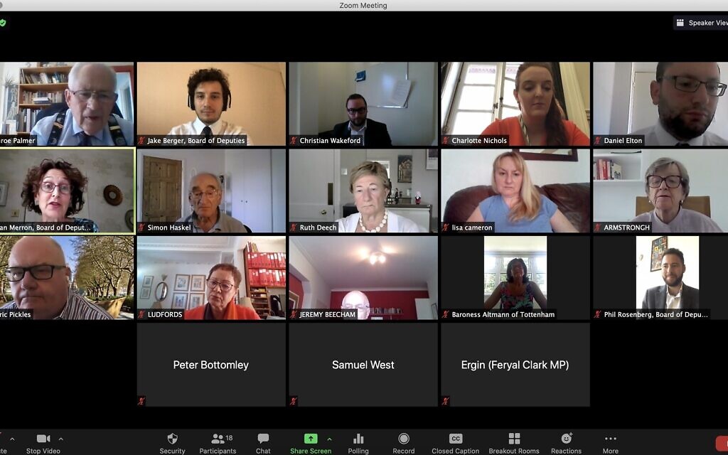 Virtual meeting held by the Board of Deputies featuring members of the APPG on British Jews