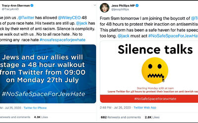 Actress Tracy-Ann Oberman called for a 48-hour boycott of Twitter to protest antiSemitism on the platform, many politicians joined, including Jess Phillips. (Twitter)