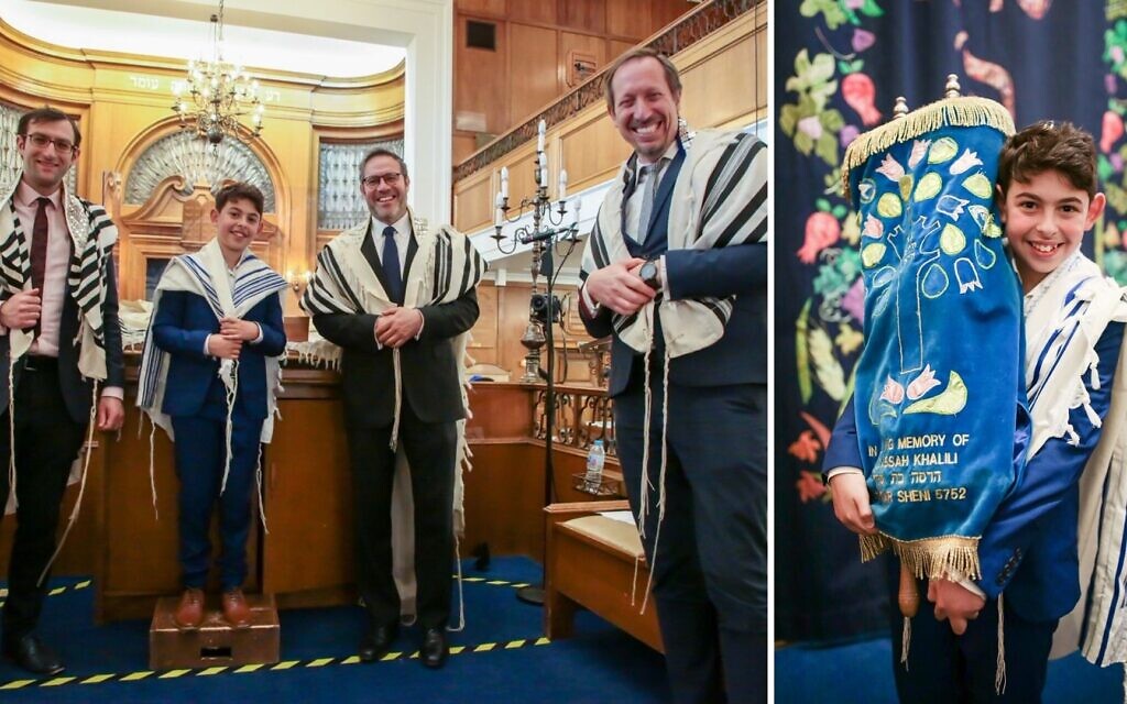 Photos of Matthew Benn's virtual bar mitzvah live streamed on Sunday for friends and family unable to attend Saturday's service (Credit: James Shaw)