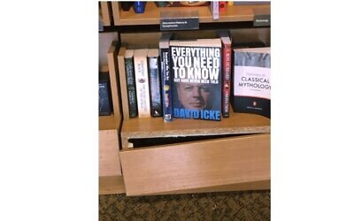 A David Icke book was pictured at a Waterstones branch on Tuesday