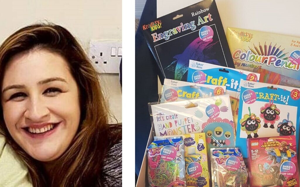 Shira Lanning, left, Camp Simcha activity packs, right