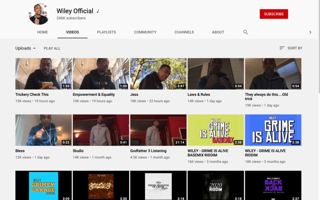 Wiley's Youtube account