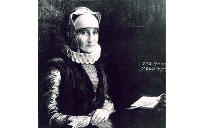 Bertha Pappenheim, a desdendant of Gilki Hamel, poses as her