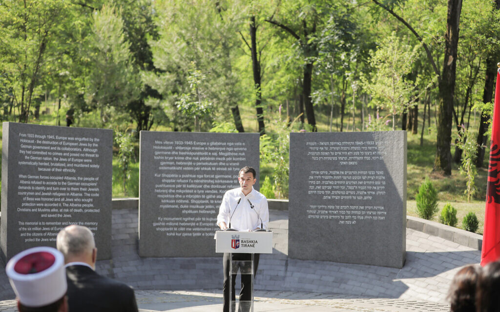 Mayor of Tirana Erion Veliaj at the unveiling ceremony, picture credit: Stephen B. Jacobs