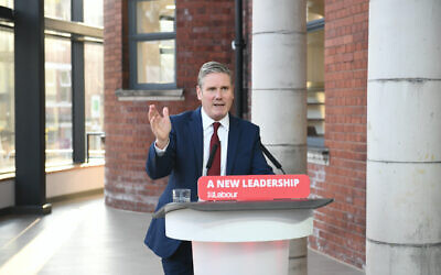 Labour leader Sir Keir Starmer delivers his keynote speech during the party's online conference