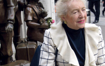 Dame Stephanie Shirley, who was born in Austria,  next to the iconic kinder statue