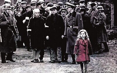 Iconic scene in Schindler’s List, featuring a girl in her red coat