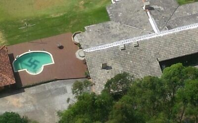 A view of the infamous swastika pool in Santa Caterina, Brazil. (Santa Catarina Civil Police via JTA)