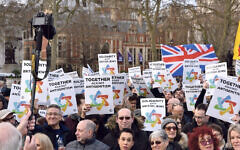 A CAA rally against antisemitism in 2020