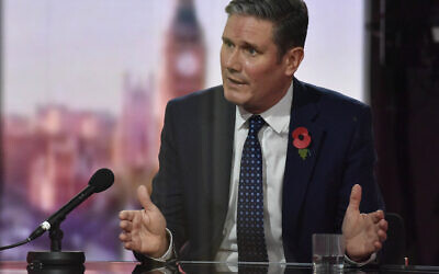 Labour Party leader Sir Keir Starmer appearing on the BBC1 current affairs programme, The Andrew Marr Show.
