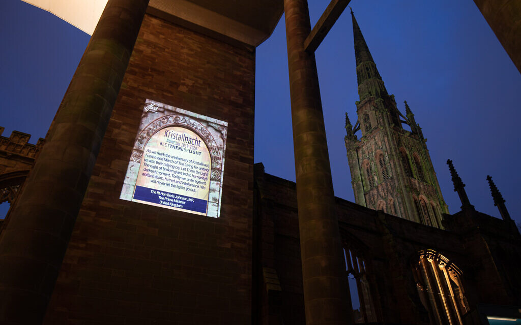 Message of commemoration from Boris Johnson at Coventry Cathedral (Credit: Sam Churchill)
