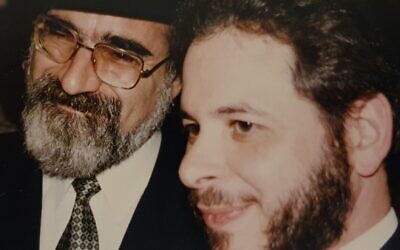 Photo with Rabbi Sacks from April 1992 at rabbi Geoff's induction at Belmont United Synagogue