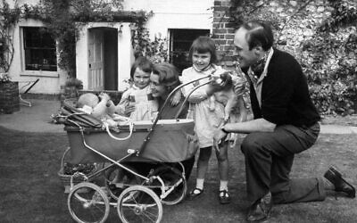 A family photograph of the children's author Roald Dahl, with his wife Patricia Neal, and children Olivia (right) Tessa, and Theo (in pram).