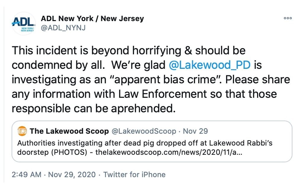 ADL NY/NJ tweet