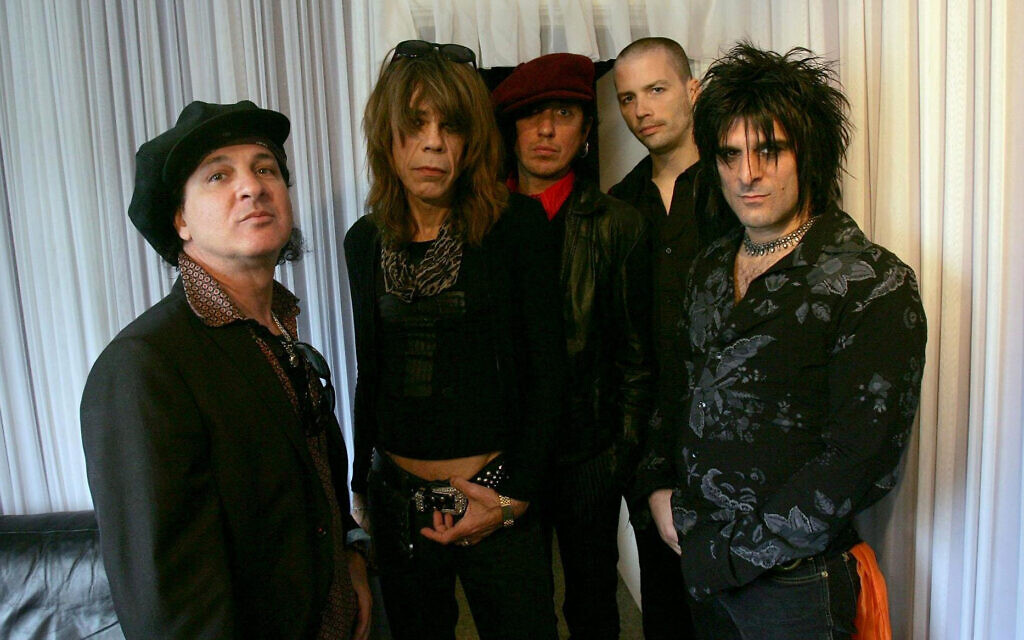 The New York Dolls (left to right Sylvain Sylvain, David Johansen, Sami Yaffa, Brian Delaney and Steve Conte) in the dressing room at KoKo in Camden, north London. Slash and Billy Idol have led tributes to guitarist Sylvain Sylvain after he died of cancer at the age of 69.