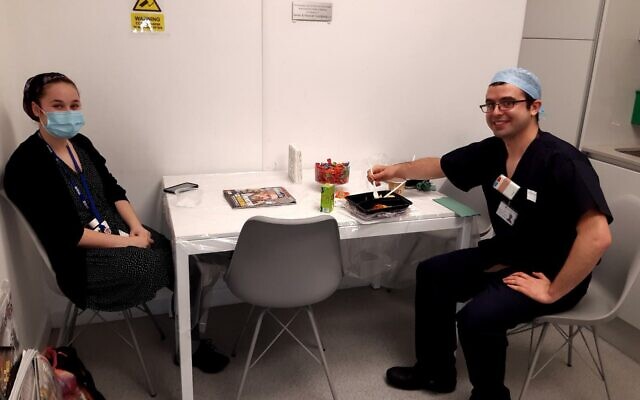 Jewish members of staff at the Royal Free tuck into kosher food while taking a break from battling the pandemic