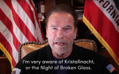Arnold Schwarzenegger speaking during a different heartfelt address