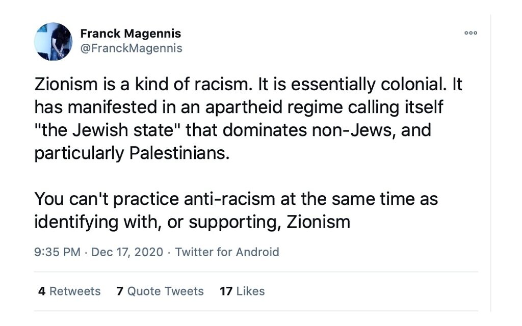 Franck Magennis' tweet